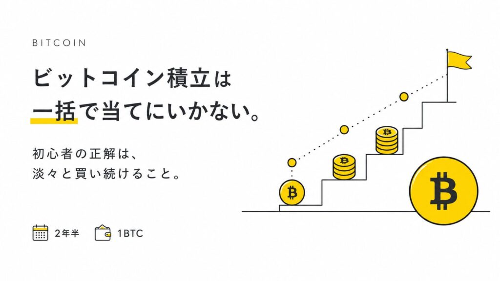 【1BTC貯める】ビットコイン積立のやり方と取引所の選び方｜一括で当てにいかない初心者の正解